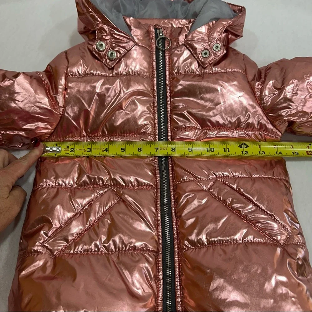 Girls Pink Metallic Winter Jacket